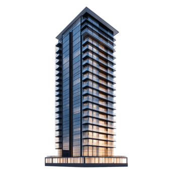 Skyscraper Residential 3D Rendering Against transparent Background png