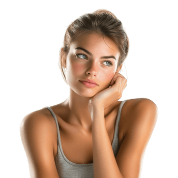 Pensive Woman Isolated on Transparent Background png
