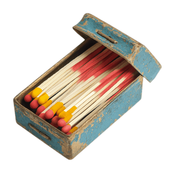 PNG Colorful Matches in Vintage Box Against Transparent Background for Retro-Themed Designs, Decorative Concepts, or Fire-Related Projects