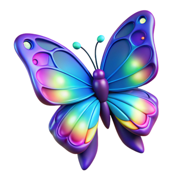 Vibrant Rainbow Butterfly in a Lively Three Dimensional Scene of Wildlife png