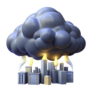 City Under a Storm Cloud in a Disaster Simulation of Futuristic Design png