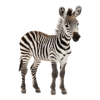 Juvenile Zebra Isolated Against a transparent Background png