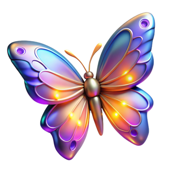 vibrant creative Luminous Butterfly Three Dimensional Render with Delicate Wings and Vibrant Colors premium png