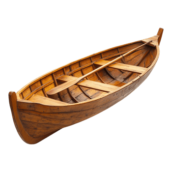 Wooden Boat with Paddle Isolated Against transparent Background png