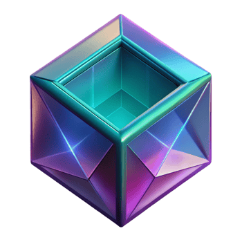 Iridescent Gem Cube in an Abstract Three Dimensional Scene of Radiant Beauty png
