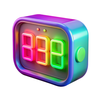 Rainbow Digital Clock in a Vibrant Three Dimensional Scene of Time png
