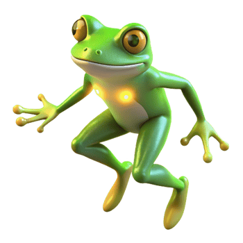 Leaping Green Frog in a Three Dimensional Render of Nature's Beauty png