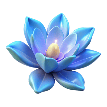 Blue Lotus Candle Serenity Light A serene scene of a blue lotus candle casting a warm light, capturing the essence of tranquility. png