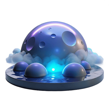 Glowing Moon Water Scene A serene scene of a glowing moon illuminating a body of water, capturing the essence of tranquility. png