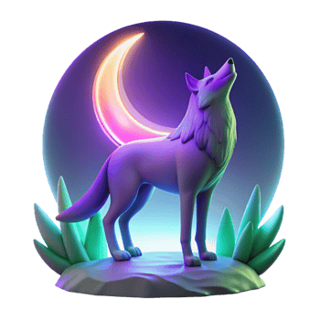 dramatic vintage Neon Wolf Howls at Crescent Moon A vibrant depiction of a wolf howling at the crescent moon with neon elements highlighting its dynamic and modern aesthetic original png