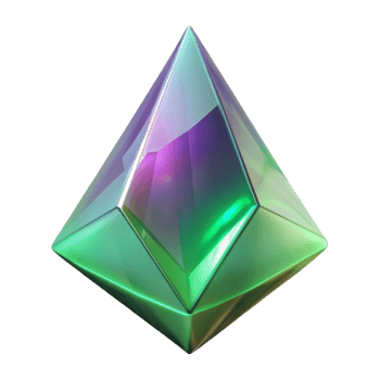 Iridescent Gem Pyramid - A stunning depiction of a gem pyramid with iridescent features showcasing a spectrum of colors and ethereal beauty png