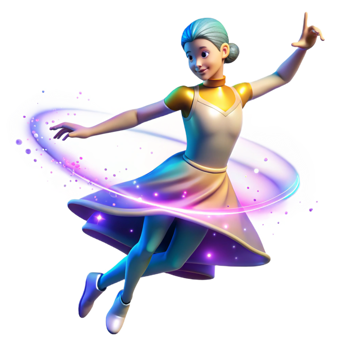 Cosmic Dancer Magical Girl Art in a Whimsical Three Dimensional Scene of Enchantment png