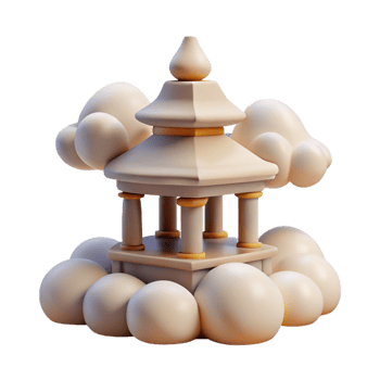 Temple on Clouds in a Three Dimensional Render of Enchantment png