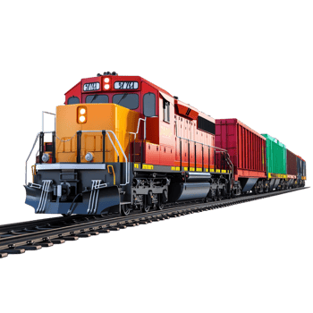 Freight Train 3D Rendering Against White Background png
