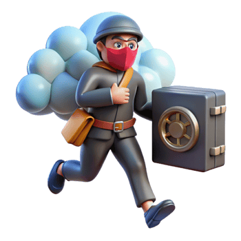 Masked Figure Stealing Data A dynamic depiction of a figure navigating a world of data, capturing the essence of mystery in a digital world. png
