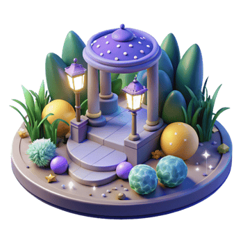 Enchanted Garden Gazebo in a Magical Three Dimensional Scene of Fantasy png