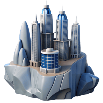 Cityscape on a Clifftop in a Majestic Three Dimensional Scene of Urban Design png