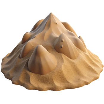 Sand Dune Landscape 3D Render A serene depiction of a landscape navigating a world of sand dunes, captured in a stunning three-dimensional render. png