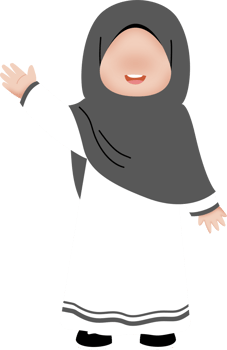 Little girl in hijab raised hand illustration png