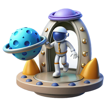 Astronaut and Planet Space Exploration - A dynamic depiction of an astronaut exploring a planet capturing the essence of space adventure and discovery png