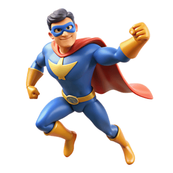 Superhero 3D Cartoon Render A dynamic depiction of a superhero brought to life in a vibrant three-dimensional cartoon render. png