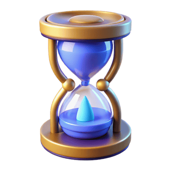 Time Management Hourglass Concept A conceptual 3D depiction of time management, focusing on the hourglass as a symbol of time and productivity. png
