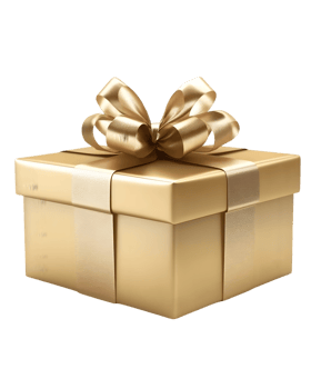 Gold Gift Box with Elegant Ribbon and Bow png