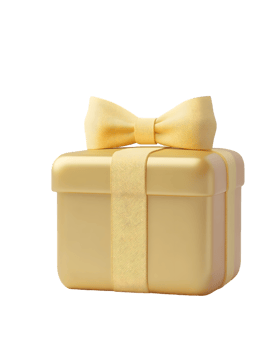 Golden Gift Box with Yellow Bow png