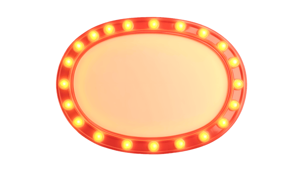 Oval Red Lightbulb Sign With Warm Lighting png