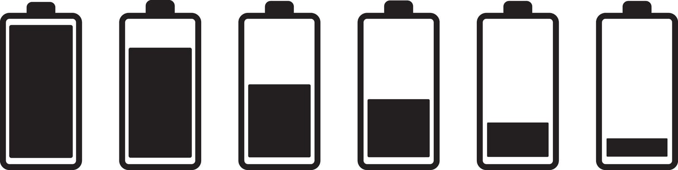 Battery icon. Battery level icon set. Medium Line Icons vector