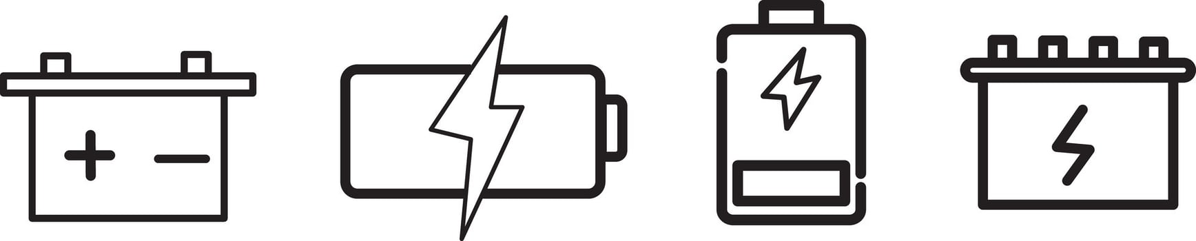 Battery Icon Set, Flat Design, battery charge level vector