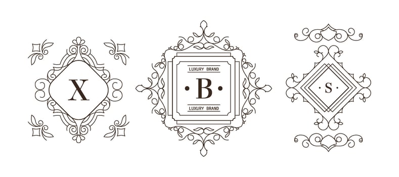 Monogrammed decorative luxury brand frames vector
