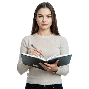 Woman Writing in Notebook png