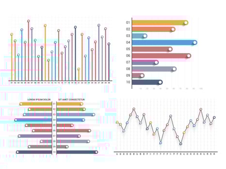 Bar graph and line graph templates set vector