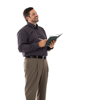 Engaged teacher examining notes in classroom educational content professional environment close-up view png