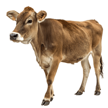 Playful brown cow farm animal photography studio environment close-up view conceptual imagery png
