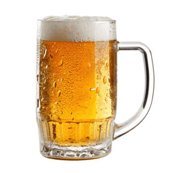 Refreshing beer mug with handle beverage photography studio setting png