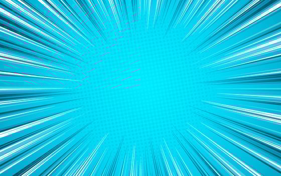Bright pop art comic sunburst effect background with halftones. Cartoon abstract vector