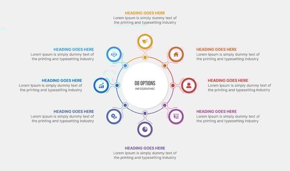 Infographic, Template Design With Eight Steps or Option, Workflow or Process Diagram vector