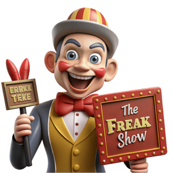 3D Render of a Smiling Ringmaster Announcing The Freak Show png