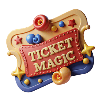 Whimsical 3D Render Ticket Magic Sign Illustration png