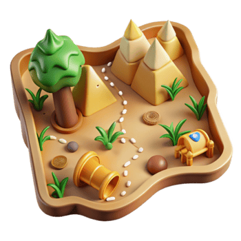 3D Render of a Treasure Map Illustration Desert Island Adventure png