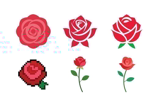Floral rose bundle in flat design with vibrant colors vector