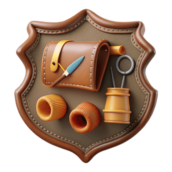 3D Render of a Leather Tool Kit on a Shield Shaped Plaque Illustration png