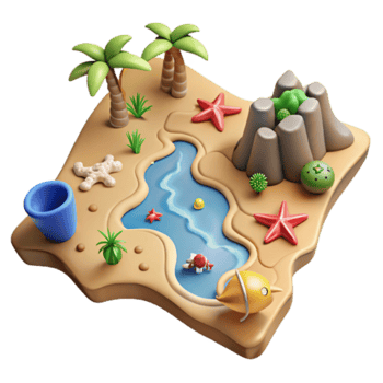Tropical Island Paradise 3D Render A Vibrant Cartoonish Beach Scene png