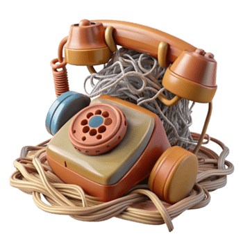 Tangled Communication Retro 3D Render Illustration png