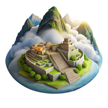 3D Illustration Ancient Mountaintop City in Cloudscape png