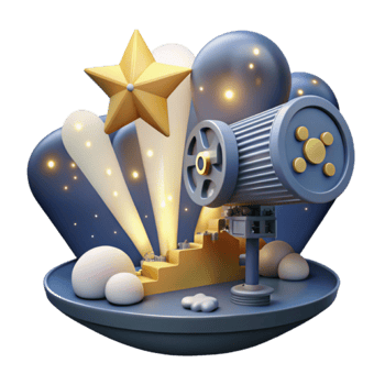 3D Render Starry Night Telescope Illustration Abstract Background png