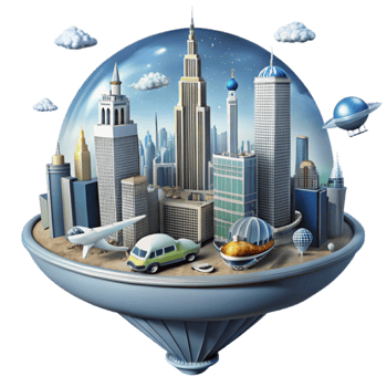 Futuristic Cityscape Dome 3D Illustration A Whimsical Urban Scene png