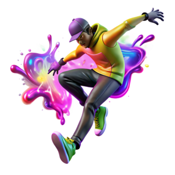 Dynamic 3D Illustration of a Colorful Jumper png